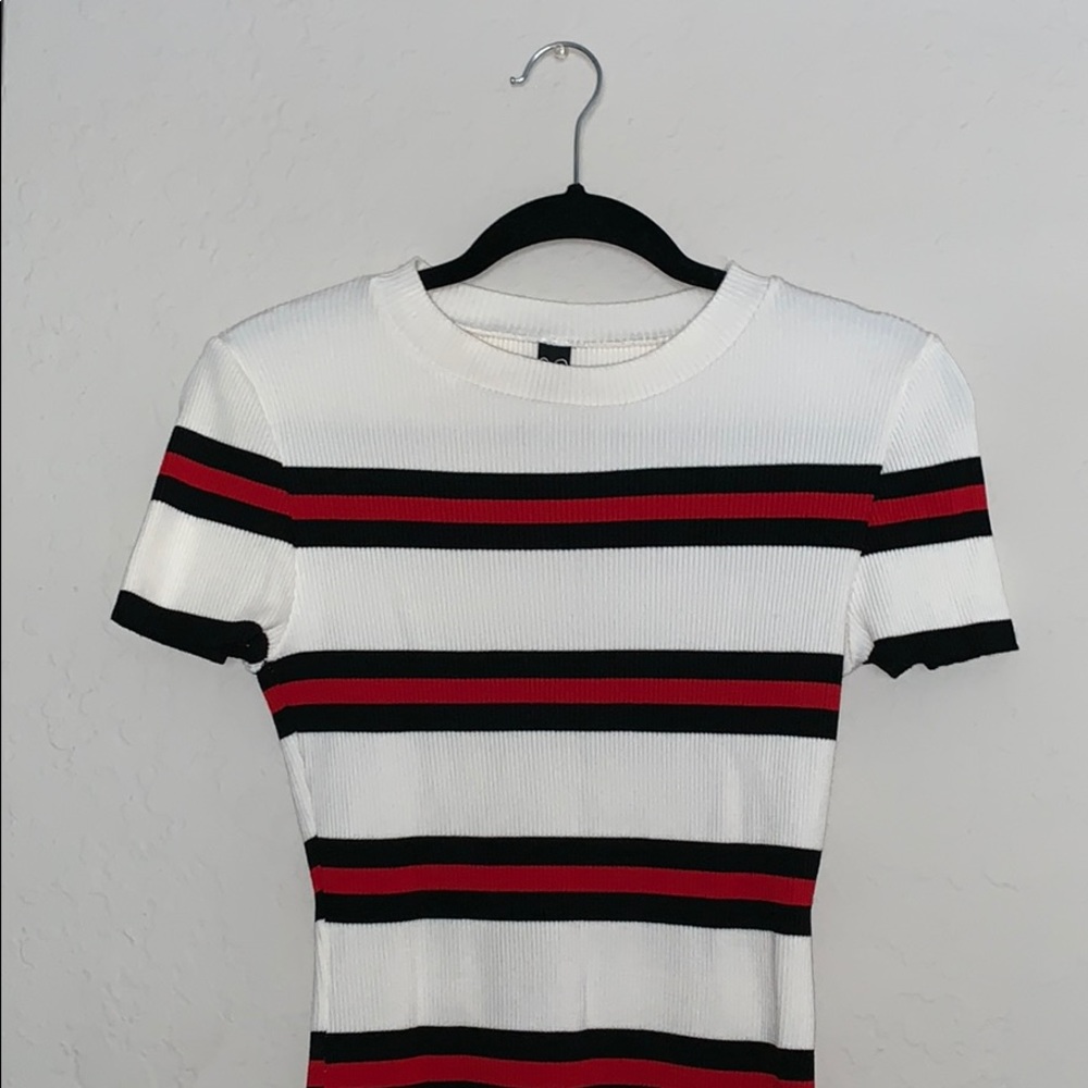Multi color striped dress.